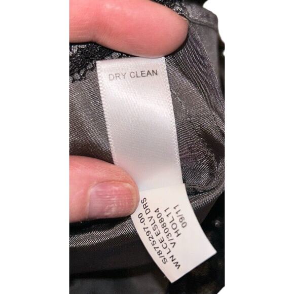 Banana Republic Black Gold Floral Lace Dress Cocktail Elegant V Neck 3/4 Sleeve - Picture 9 of 14